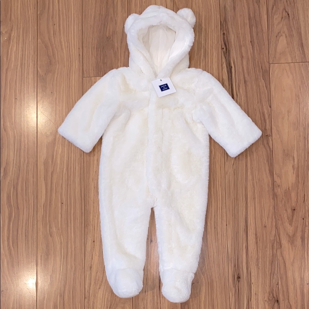 Janie and Jack 3-6 Months Baby Faux Fur Hooded One-Piece